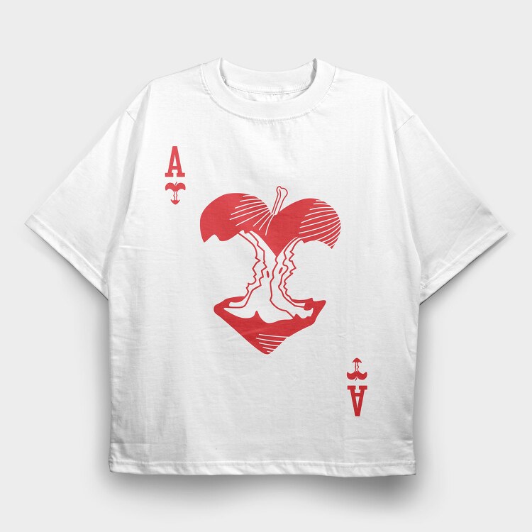 Ace Of Hearts, Tricou Oversize Barbati (Unisex)
