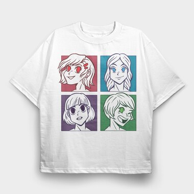Anime Girl Faces, Tricou Oversize Barbati (Unisex)