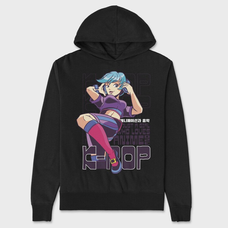Anime Girl Hop Hop, Hanorac Oversize Barbati (Unisex)