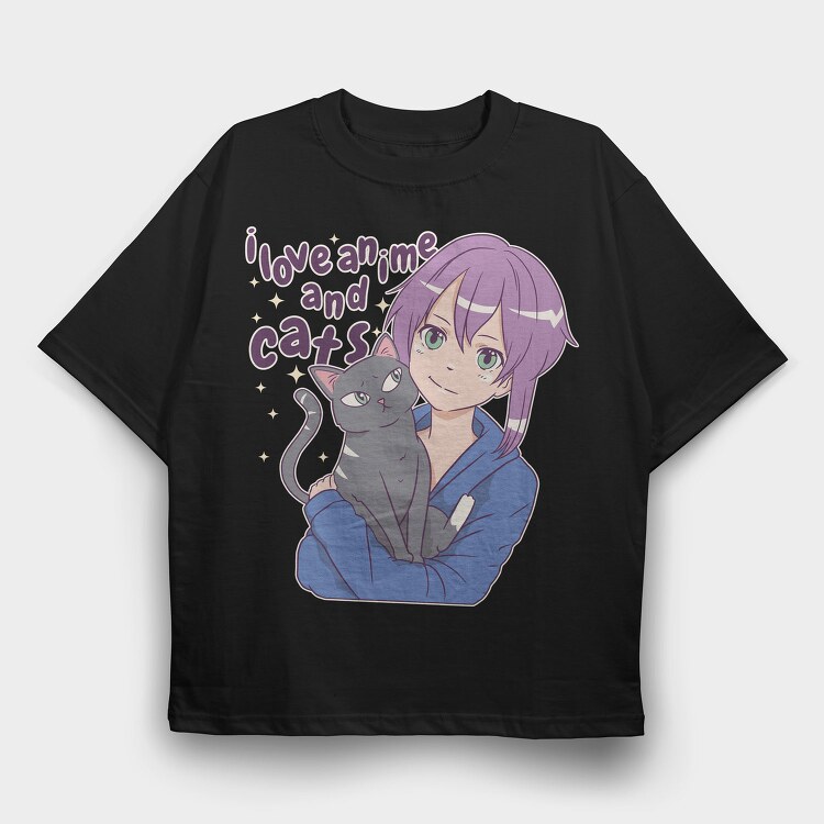 Anime Kitty Love, Tricou Oversize Barbati (Unisex)