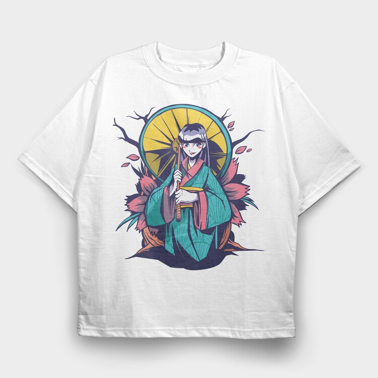 Autumn Geisha, Tricou Oversize Barbati (Unisex)