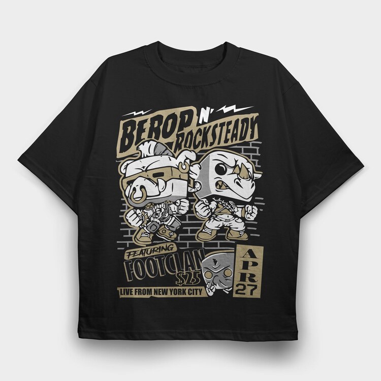 Berop Rocksteady Footclan, Tricou Oversize Barbati (Unisex)