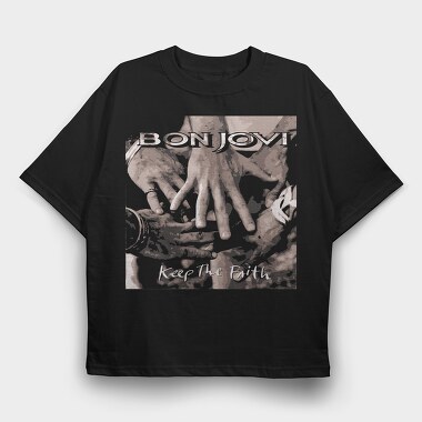 Bonjovi Keep The Faith, Tricou Oversize Barbati (Unisex)