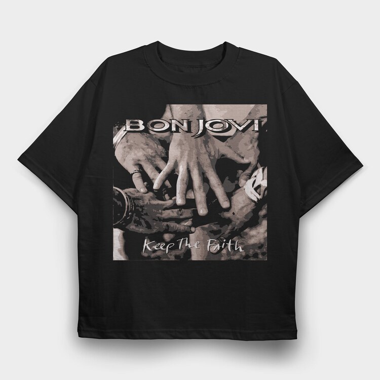 Bonjovi Keep The Faith, Tricou Oversize Barbati (Unisex)