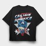 Captain America Pop Art 1, Tricou Oversize Barbati (Unisex)