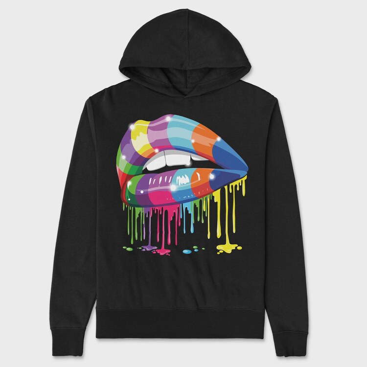 Colorful Lips Drip, Hanorac Oversize Barbati (Unisex)
