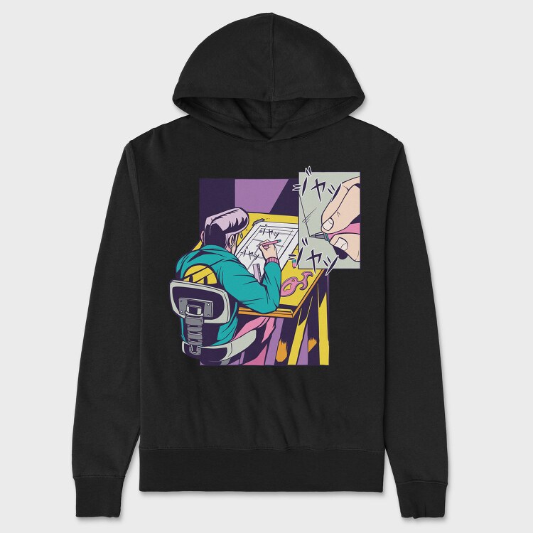 Comic Artist Sketch, Hanorac Oversize Barbati (Unisex)