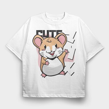 Cute Hamster Vibes, Tricou Oversize Barbati (Unisex)
