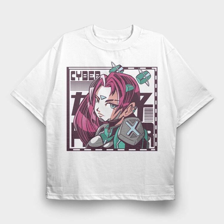 Cyberpunk Girl 1, Tricou Oversize Barbati (Unisex)