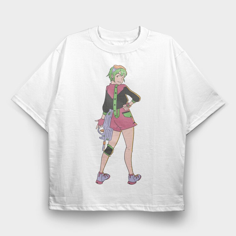 Cyberpunk Girl, Tricou Oversize Barbati (Unisex)