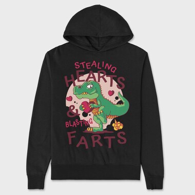 Dino Hearts Farts, Hanorac Oversize Barbati (Unisex)