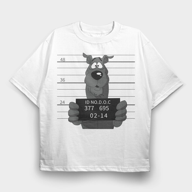 Dog Mugshot Id, Tricou Oversize Barbati (Unisex)