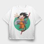 Goku Flying Kick, Tricou Oversize Barbati (Unisex)