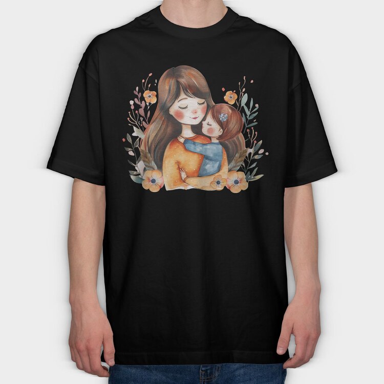 Mother And Baby Flower Crown, Tricou Oversize Barbati (Unisex)
