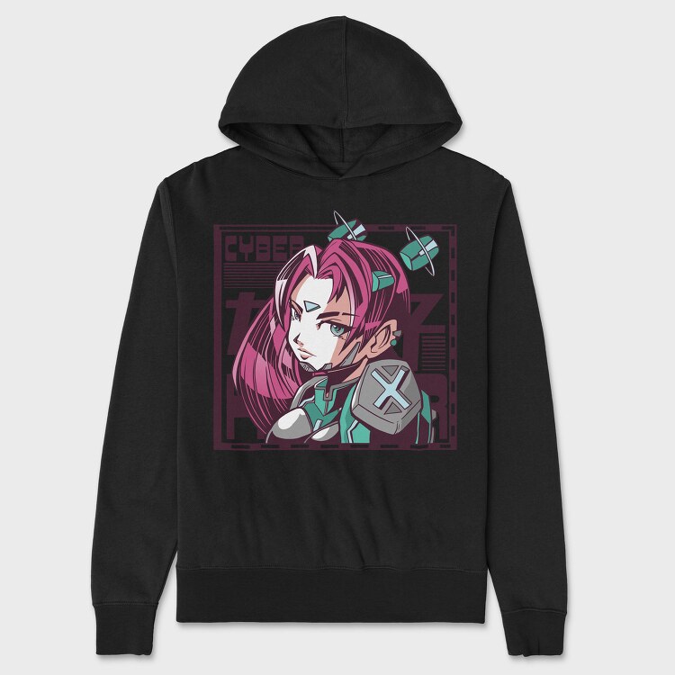 Cyberpunk Girl 1, Hanorac Oversize Barbati (Unisex)