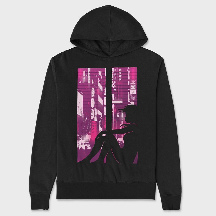 Karaoke Neon City, Hanorac Oversize Barbati (Unisex)