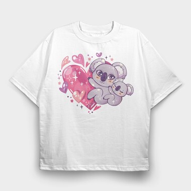 Koala Heart Hug, Tricou Oversize Barbati (Unisex)
