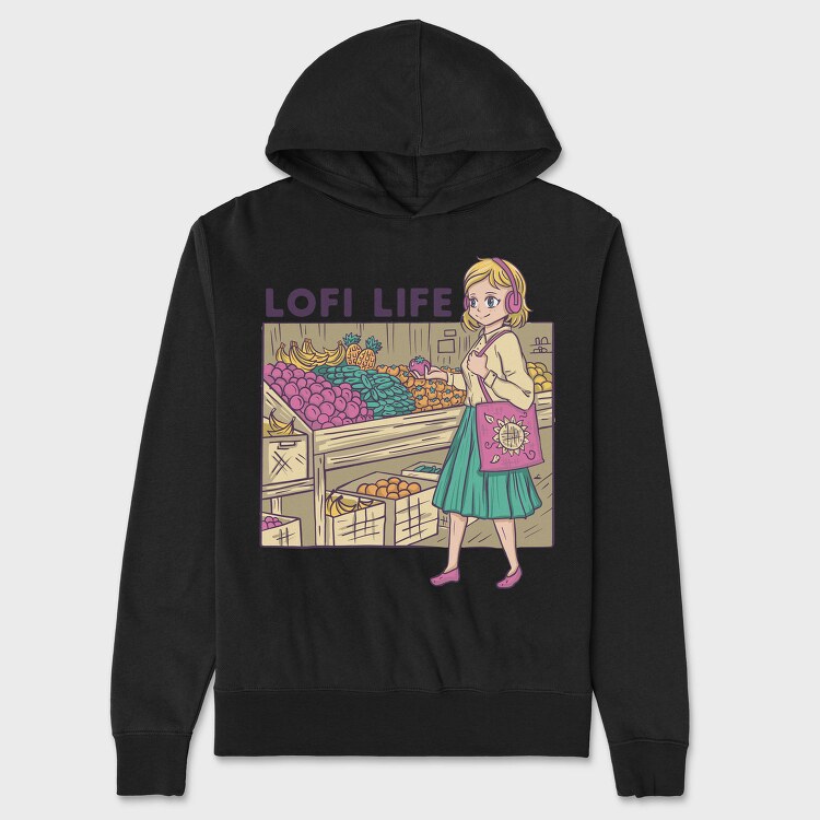 Lofi Market Life, Hanorac Oversize Barbati (Unisex)