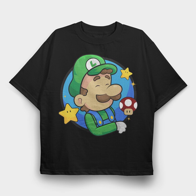 Luigi Star Mushroom, Tricou Oversize Barbati (Unisex)