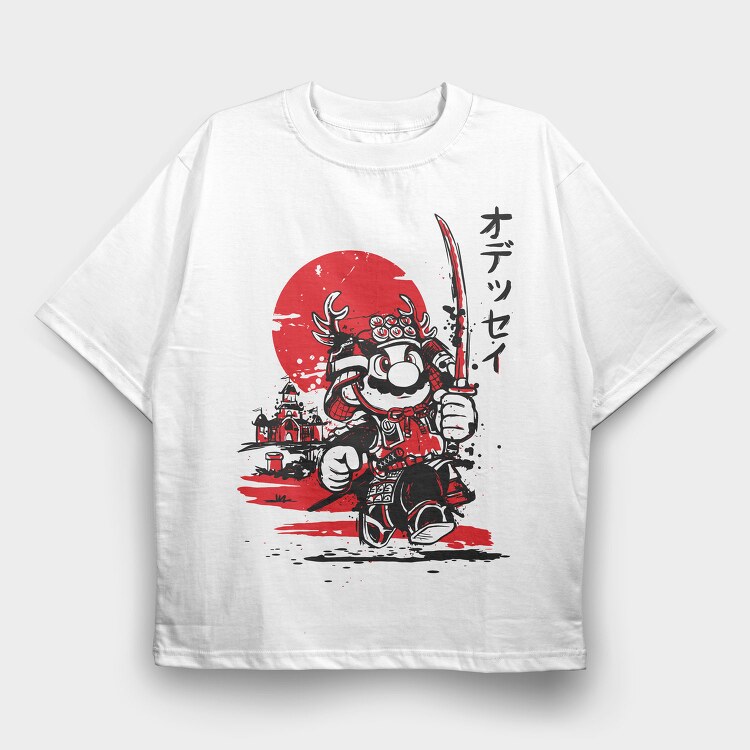 Mario Samurai, Tricou Oversize Barbati (Unisex)