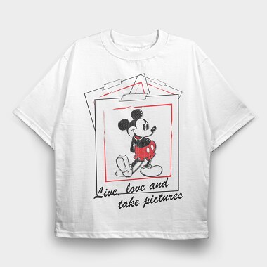 Mickey Live Love, Tricou Oversize Barbati (Unisex)