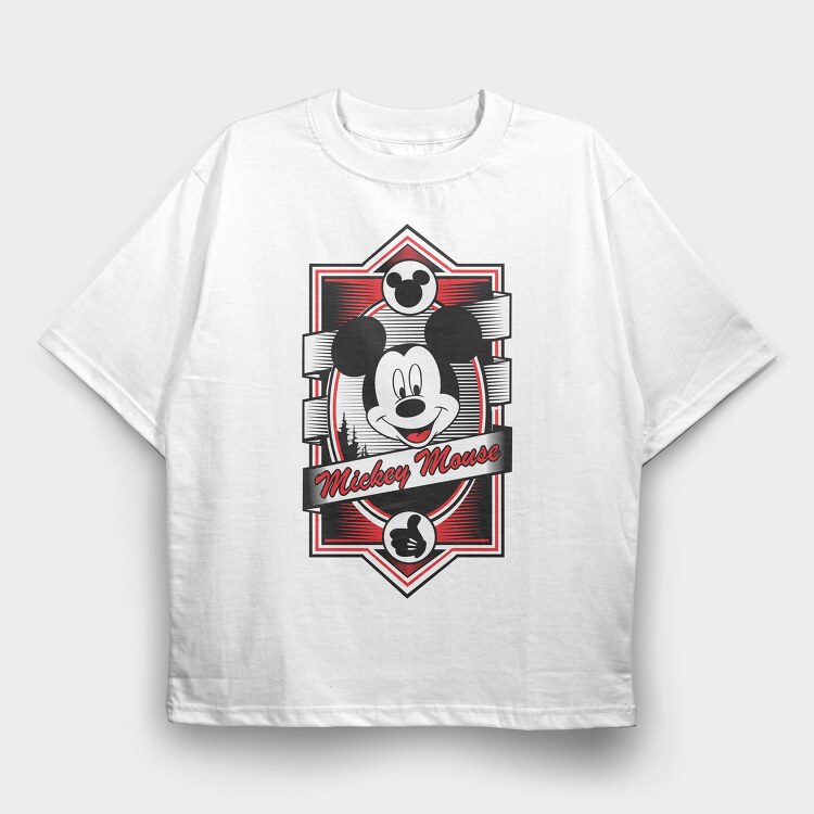 Mickey Mouse Emblem, Tricou Oversize Barbati (Unisex)