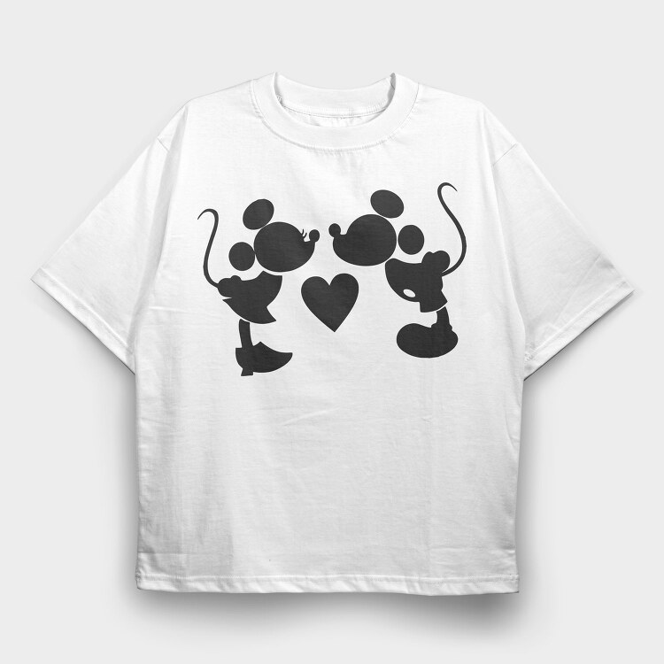 Mickey Mouse Love, Tricou Oversize Barbati (Unisex)