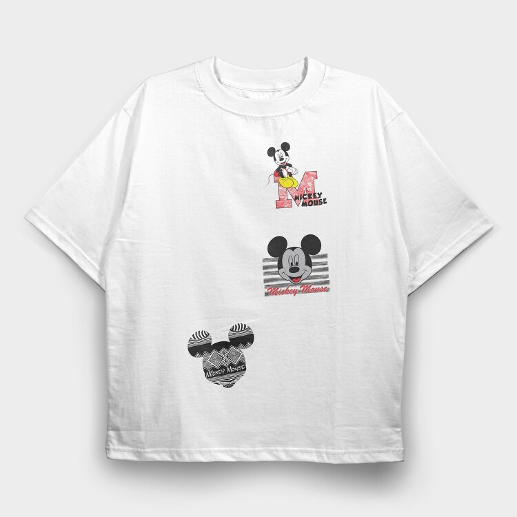 Mickey Mouse Stripes, Tricou Oversize Barbati (Unisex)