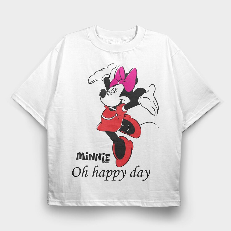 Minnie Mouse Happy Day, Tricou Oversize Barbati (Unisex)