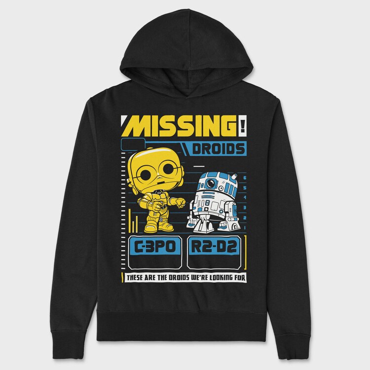 Missing Droids C3Po R2D2, Hanorac Oversize Barbati (Unisex)