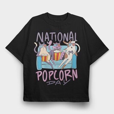 National Popcorn Day, Tricou Oversize Barbati (Unisex)