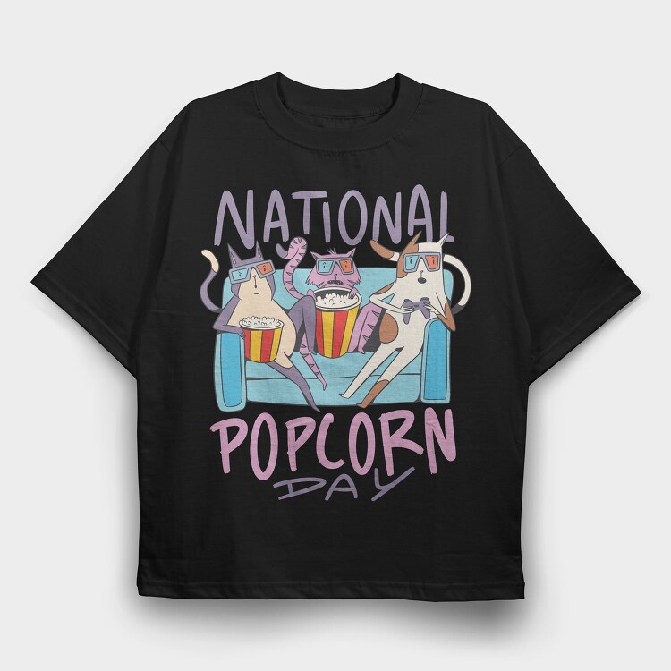 National Popcorn Day, Tricou Oversize Barbati (Unisex)
