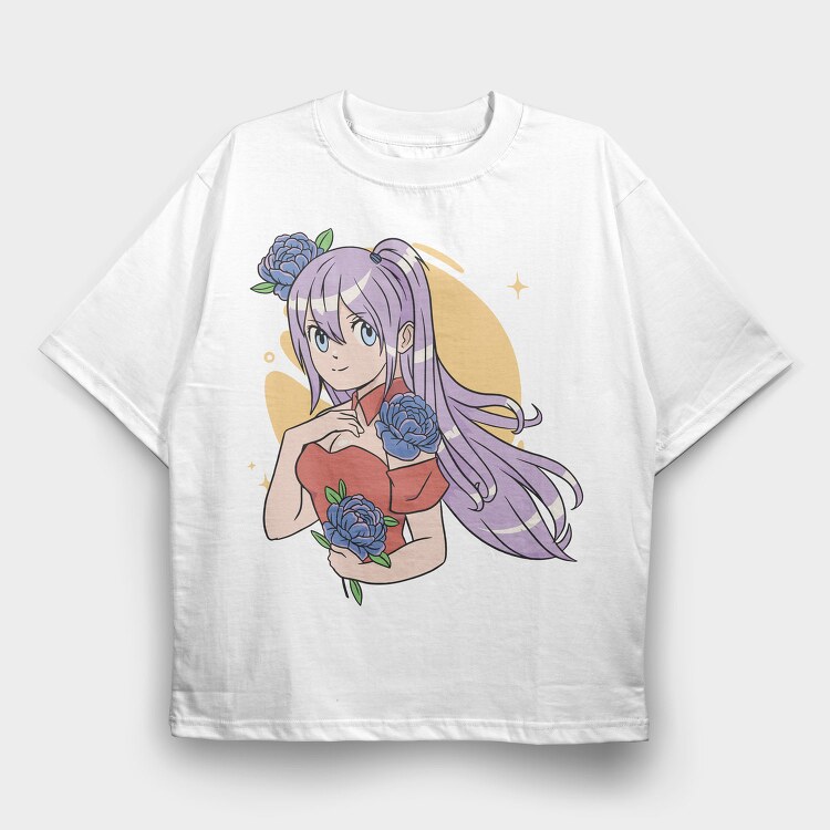 Peony Heart Girl, Tricou Oversize Barbati (Unisex)