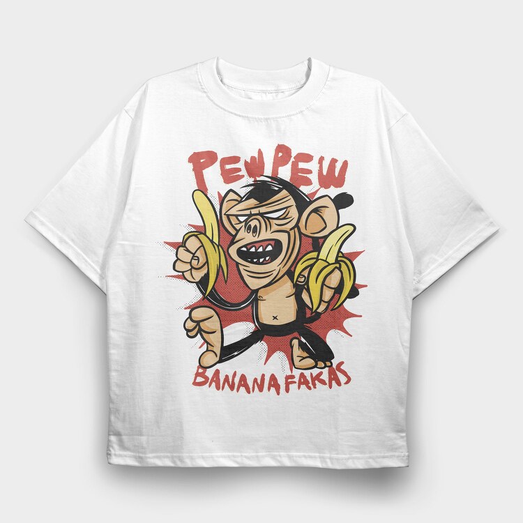 Pew Pew Banana, Tricou Oversize Barbati (Unisex)