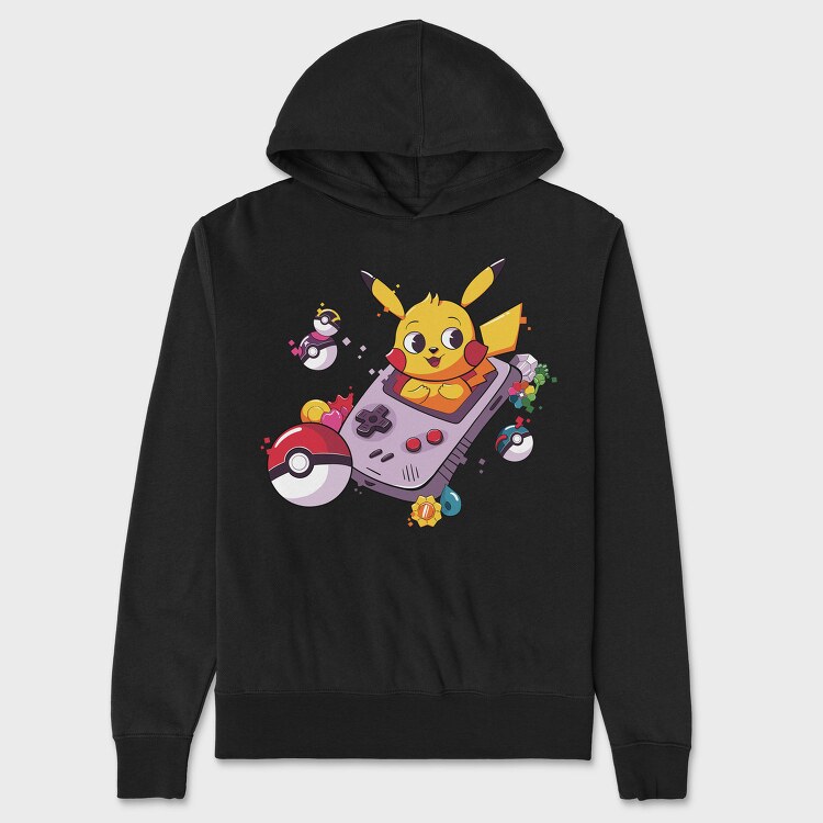 Pikachu Gameboy, Hanorac Oversize Barbati (Unisex)