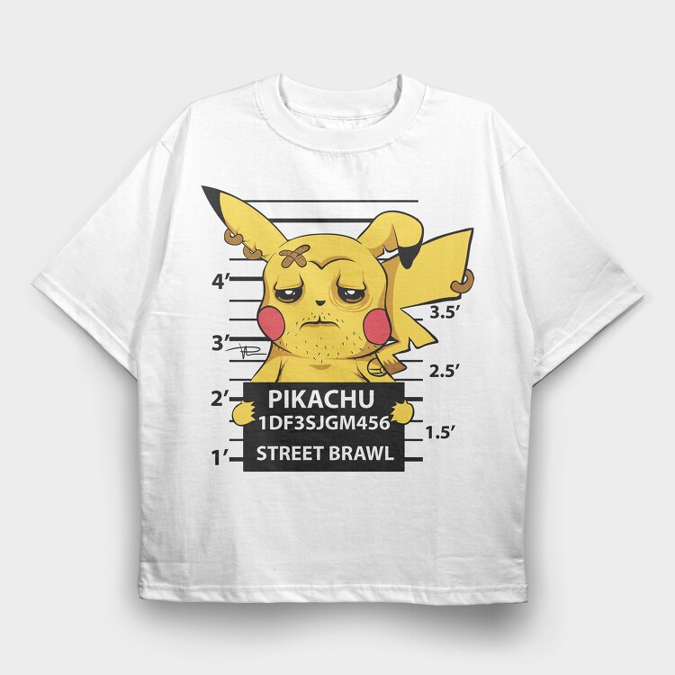 Pikachu Mugshot, Tricou Oversize Barbati (Unisex)