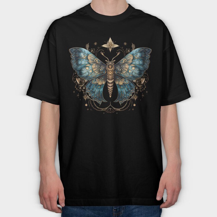 Moth Moon Clipart, Tricou Oversize Barbati (Unisex)