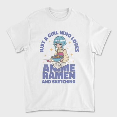Ramen Sketch Girl, Tricou Barbati (Unisex)