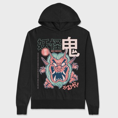 Red Demon Yokai, Hanorac Oversize Barbati (Unisex)