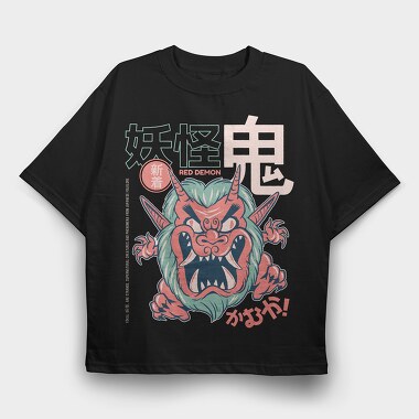 Red Demon Yokai, Tricou Oversize Barbati (Unisex)
