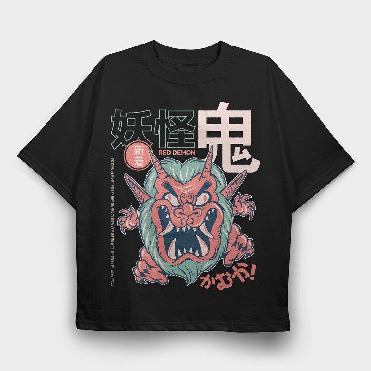 Red Demon Yokai, Tricou Oversize Barbati (Unisex)