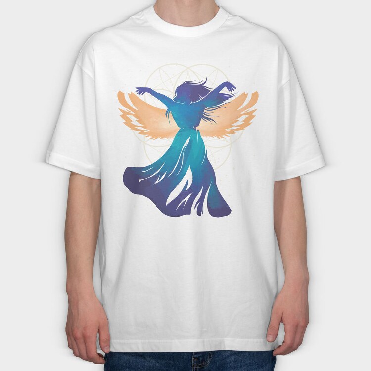 Angel Woman Fantasy Flower Of Life, Tricou Oversize Barbati (Unisex)