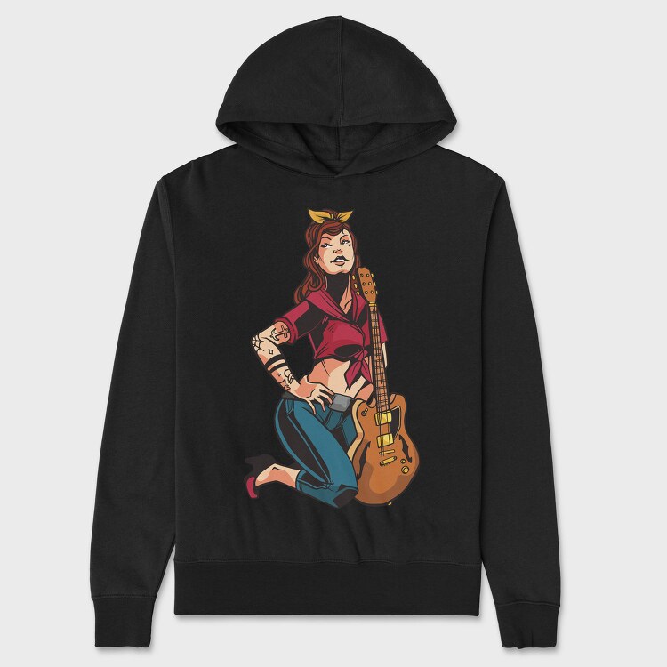 Rockstar Guitar Girl, Hanorac Oversize Barbati (Unisex)