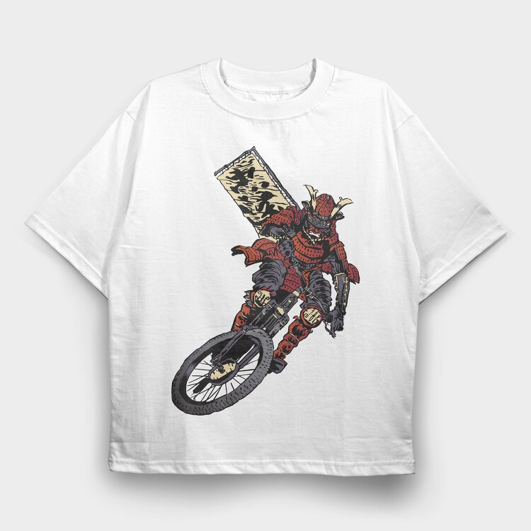 Samurai Bike Ride, Tricou Oversize Barbati (Unisex)