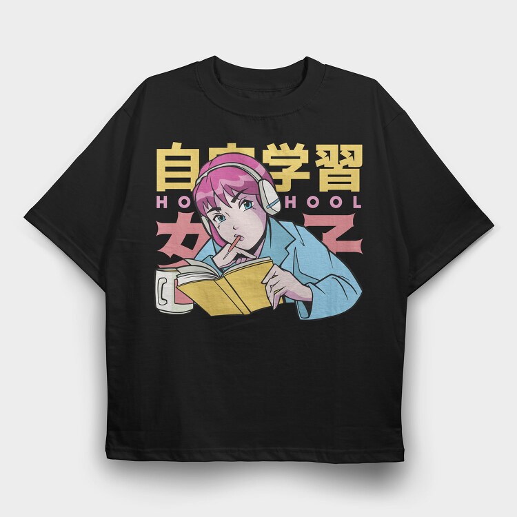 Self Study School Girl, Tricou Oversize Barbati (Unisex)