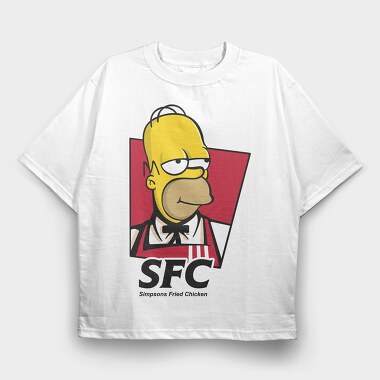 Simpsons Fried Chicken, Tricou Oversize Barbati (Unisex)