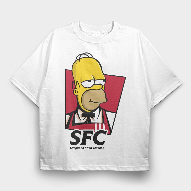 Simpsons Fried Chicken, Tricou Oversize Barbati (Unisex)