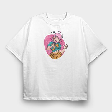 Singing Girl Karaoke, Tricou Oversize Barbati (Unisex)