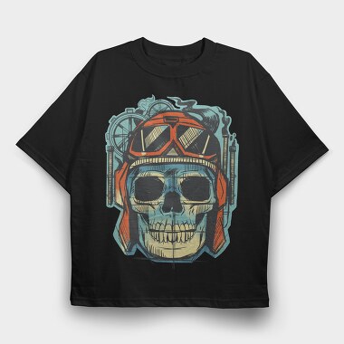 Skull Aviator Goggles, Tricou Oversize Barbati (Unisex)