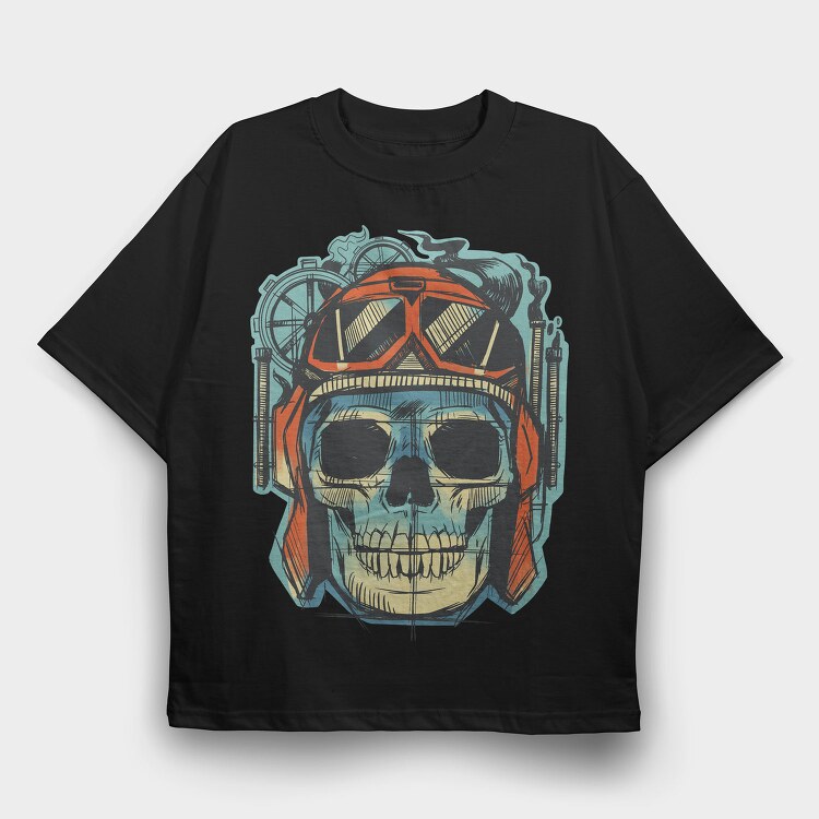 Skull Aviator Goggles, Tricou Oversize Barbati (Unisex)